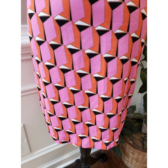 Diane Von Furstenberg Knee Length Dress Women's XL Pink Sleeveless Square Neck - Picture 10 of 12